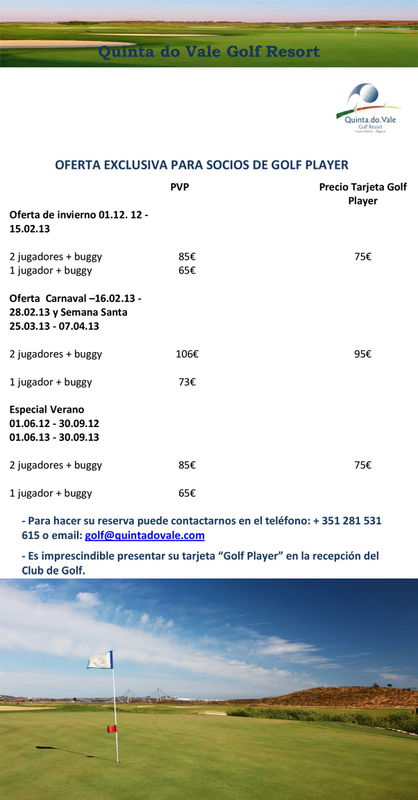 QUINTA DO VALE GOLF RESORT (Castro Marim - Algarve) - Ofertas 2012/2013 Offers